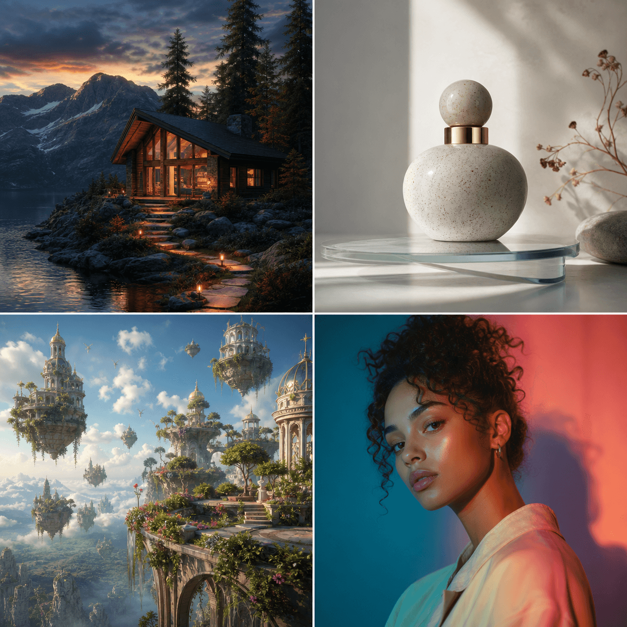 AI portrait concept with teal and coral studio lighting
