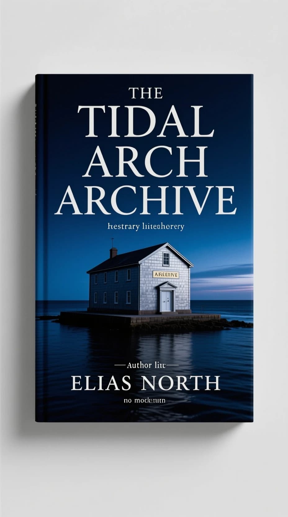 AI-generated literary book cover concept titled The Tidal Archive